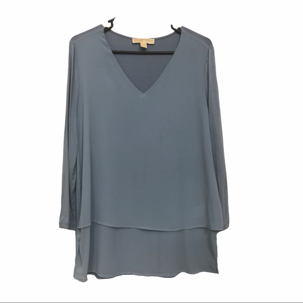 Michael Kors Mixed Woven and Knit layered Hem top